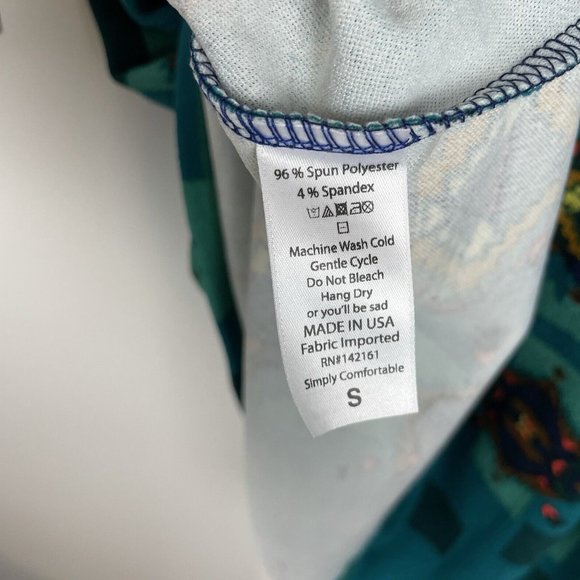LuLaRoe Amelia Dress Aztec Tribal Print Aqua Green Turquoise NWT Size Small - Picture 7 of 7